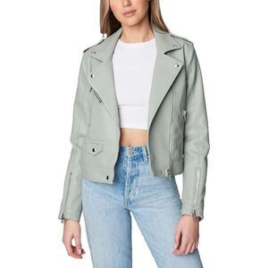 BLANKNYC faux leather moto Blue jacket size Small‎ NWT